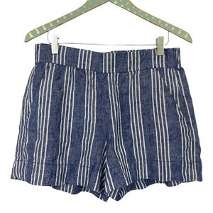 Daily Ritual Shorts Womens 8 Linen Blue White Stripe Pockets Preppy Beachy 30x4